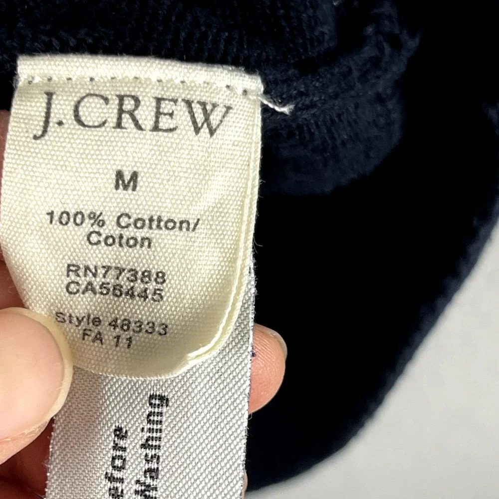 J Crew Hooded Sweater Mens Medium Blue Clasp‎ Buckle Pockets Cotton Pullover